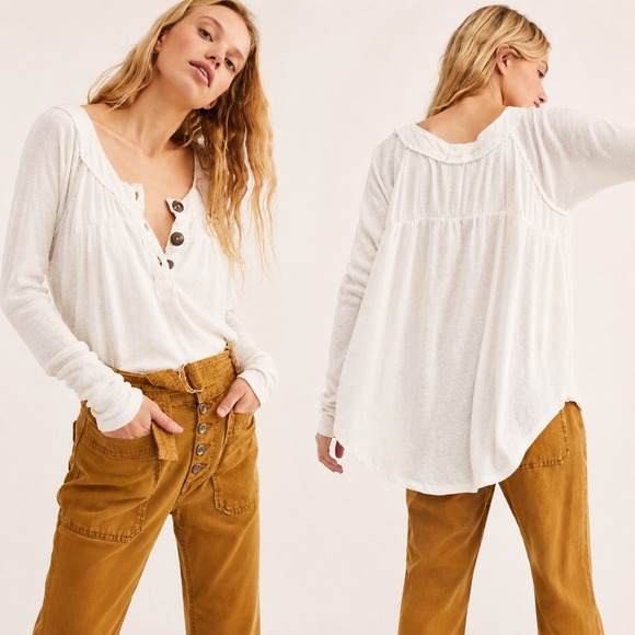 Free People Tops - Free People We The Free Must Have Henley Tunic Oversized White Top Small